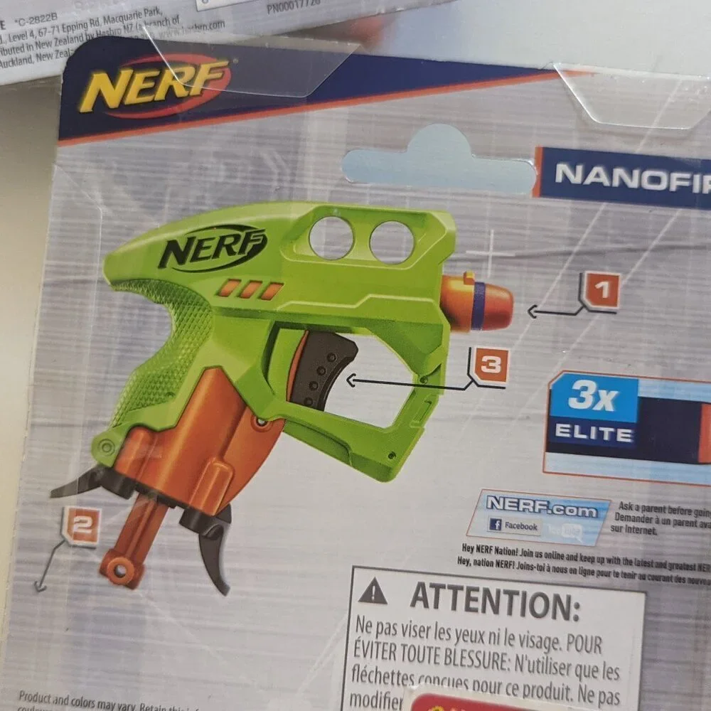 NWT 2 NERF Nanofire Elite N-Strike Blaster Guns Foam Darts Set Age 8+ Hasbro NEW